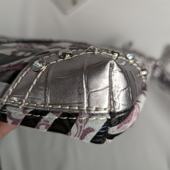NWT HANANEL FLEUR DE LIS BLING ANIMAL PRINT CROSSBODY BAG - Picture 7 of 11